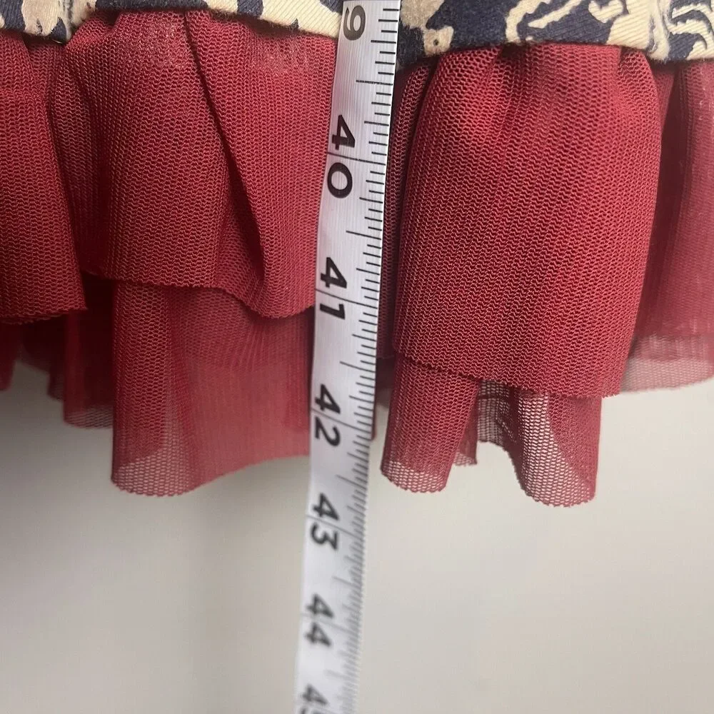Effie's Heart Navy and Cream Floral Midi Dress with Red Trim - Picture 15 of 15